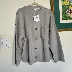 J. Jill Relaxed Patch-Pocket Cardigan Sweater Size 2X Grey